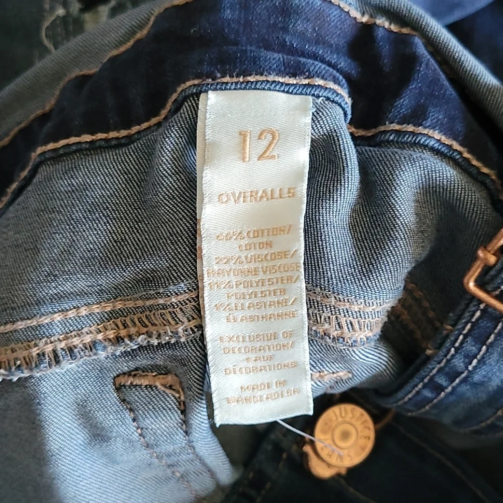 JUSTICE Overall Distressed Skinny Jeans 12